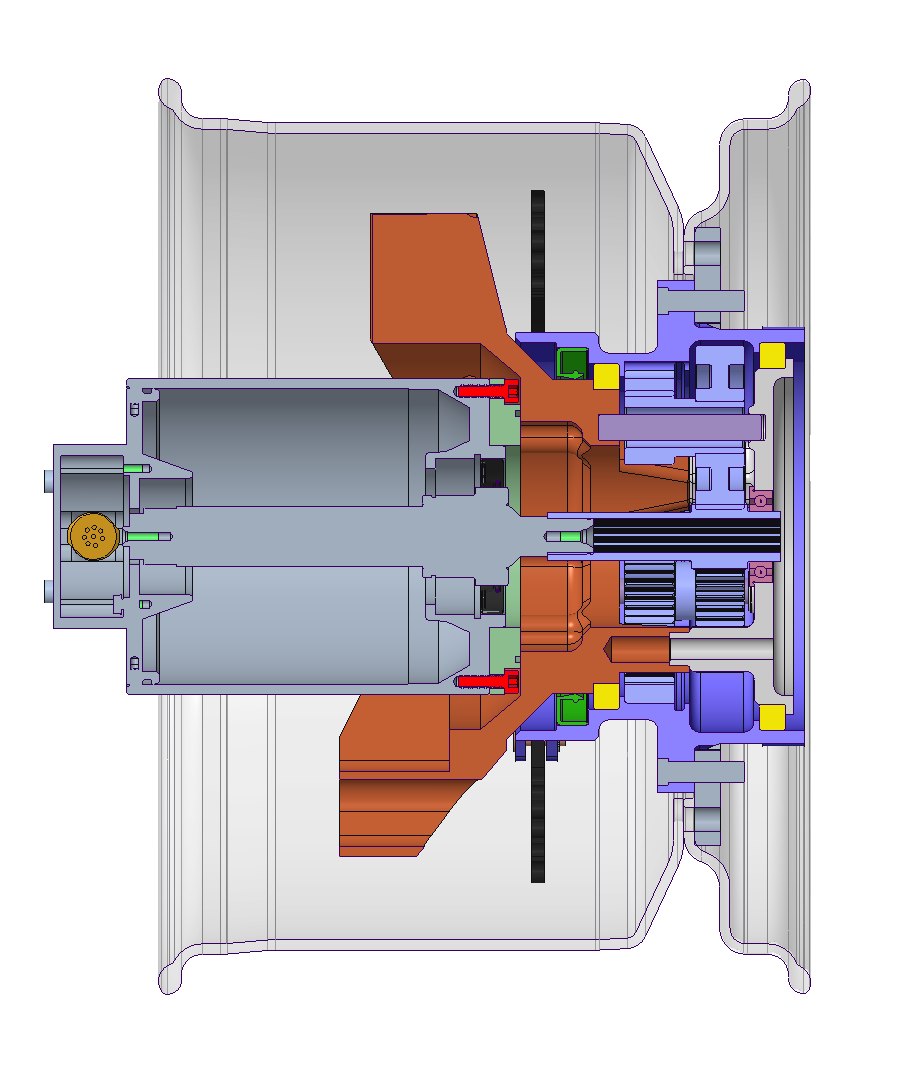 Gearbox cross-section CAD render