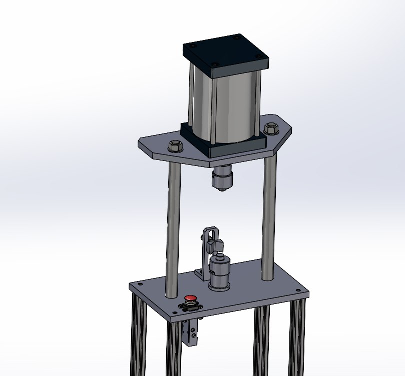 Pneumatic press fixture CAD render